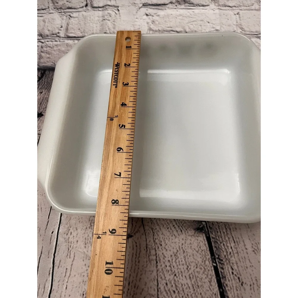 Vintage Anchor Hocking Fire King Milk Glass Meadows Baking Dish Square 8